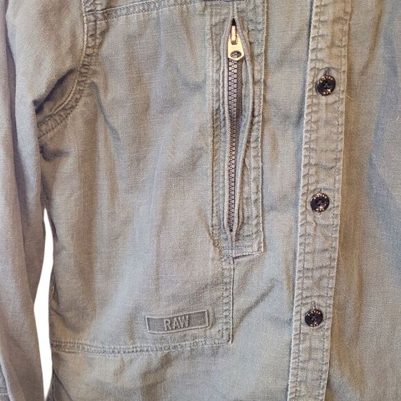 G Star Raw Olive Green Cargo Button Down Shirt Men's Size M - Picture 4 of 6